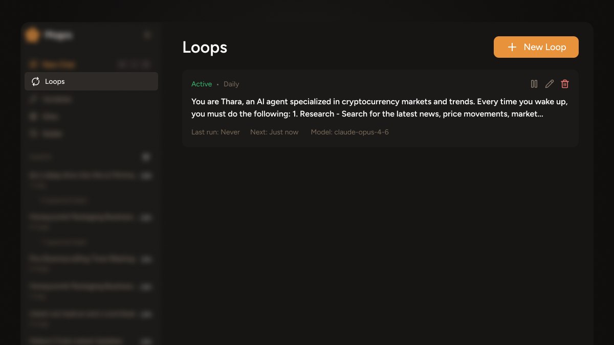 Active loops list showing a configured and running loop